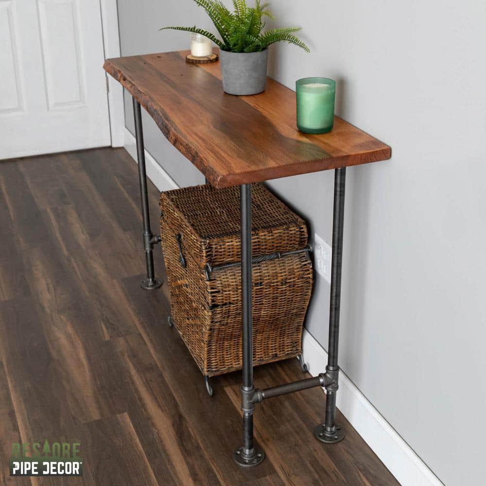 Pipe Decor 48 In. x 16 In. X 1.25 In. Live Edge Solid Console Table Wood Top