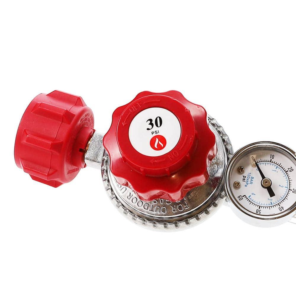 GasOne 4 ft Propane Regulator Hose, Red, 3/8 in Flare Fitting Gas Line Connector