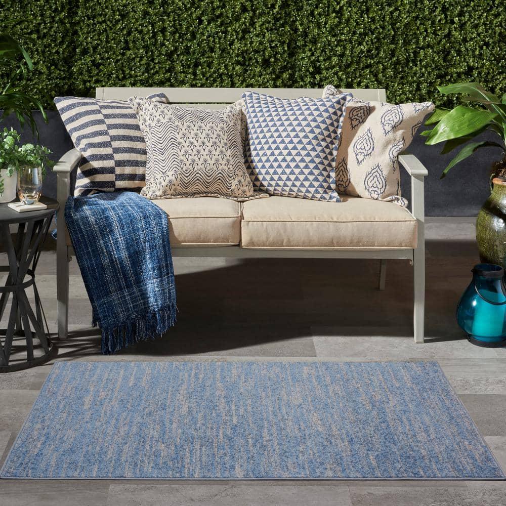 Nourison Nourison Essentials NRE01 Indoor/outdoor Area Rug - Blue/Grey 3' x 5'