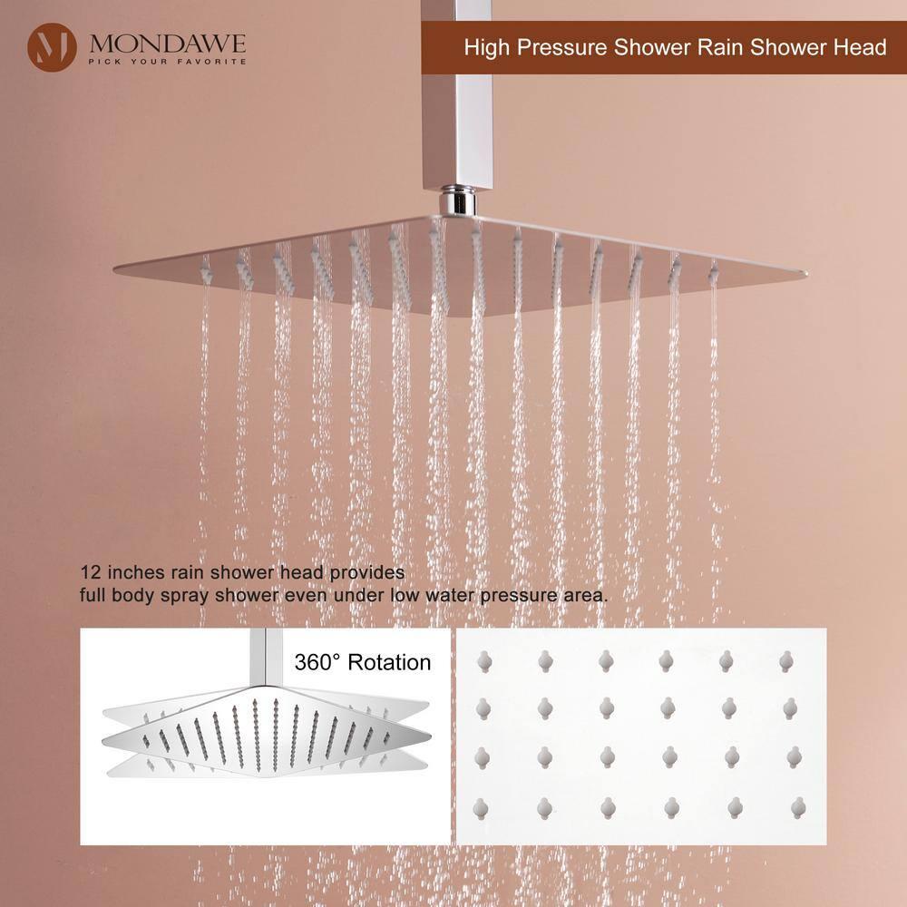 Herathena 3 Functions Ceiling Mounted Luxury Shower System with 6 Body Jets (Rough-in Valve Included)