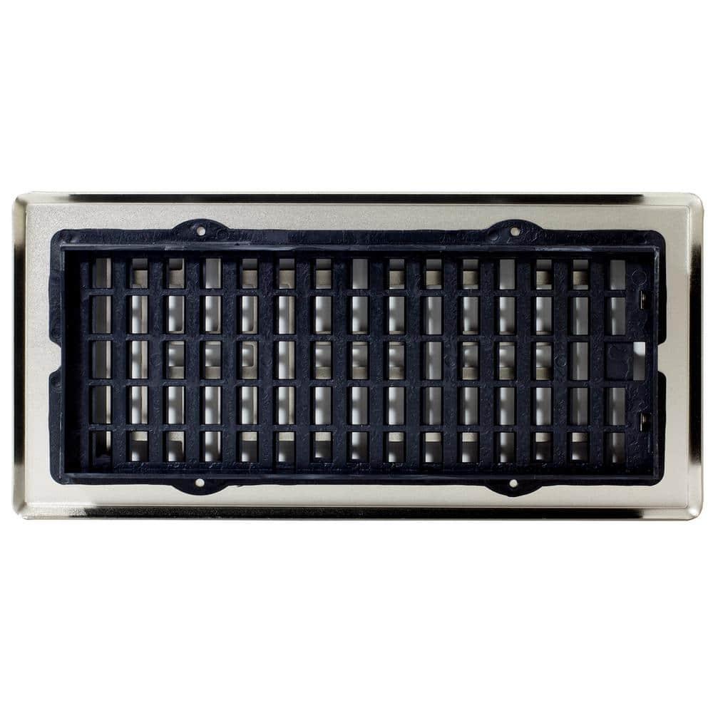 Decor Grates AJH410-NKL Oriental Floor Register, 4x10 Inches, Brushed Nickel Finish