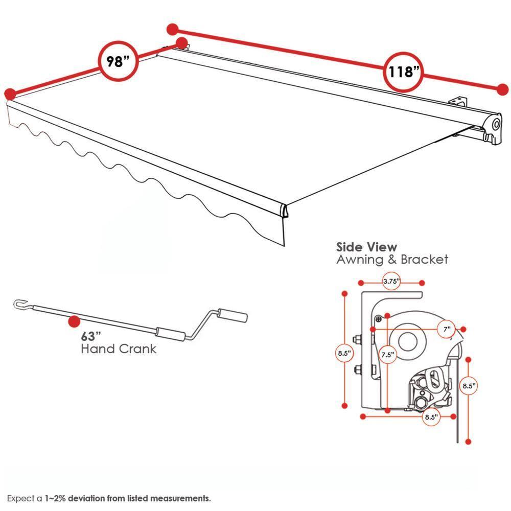 Advaning 10.5'' Fabric, Metal Cover Retractable Patio Awning