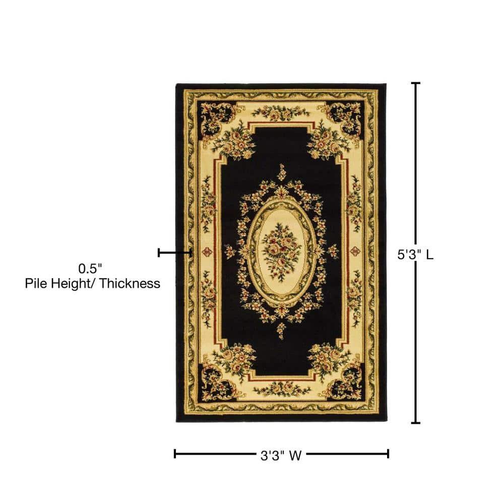 Lyndhurst LNH218 Power Loomed Accent Rug - Black/Ivory - 3'3"x5'3" - Safavieh