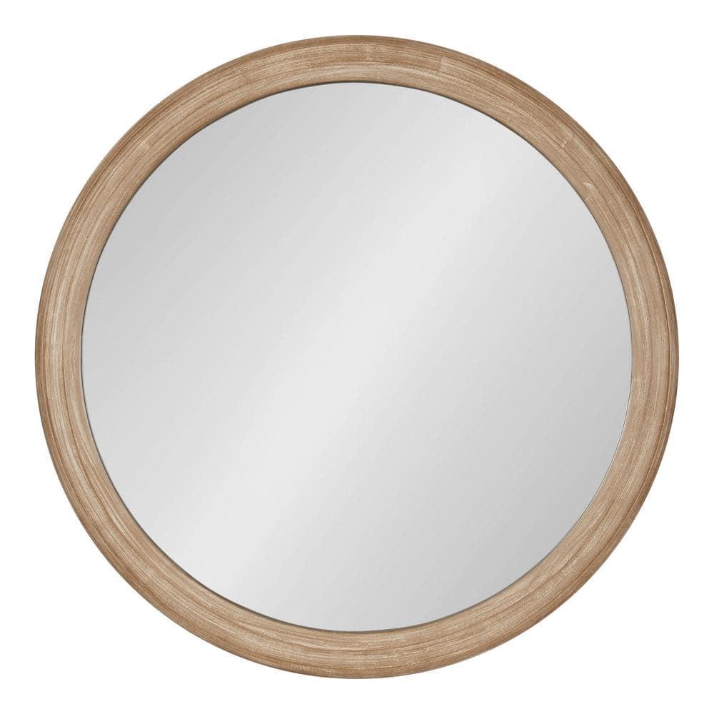 28" Mansell Round Wall Mirror Brown - Kate & Laurel All Things Decor