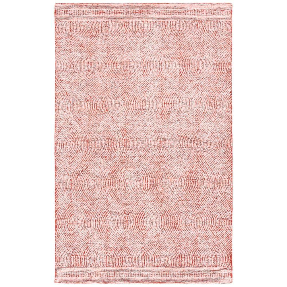 SAFAVIEH Abstract Caelestinus Ogee Wool Area Rug, Ivory/Red, 6' x 9'