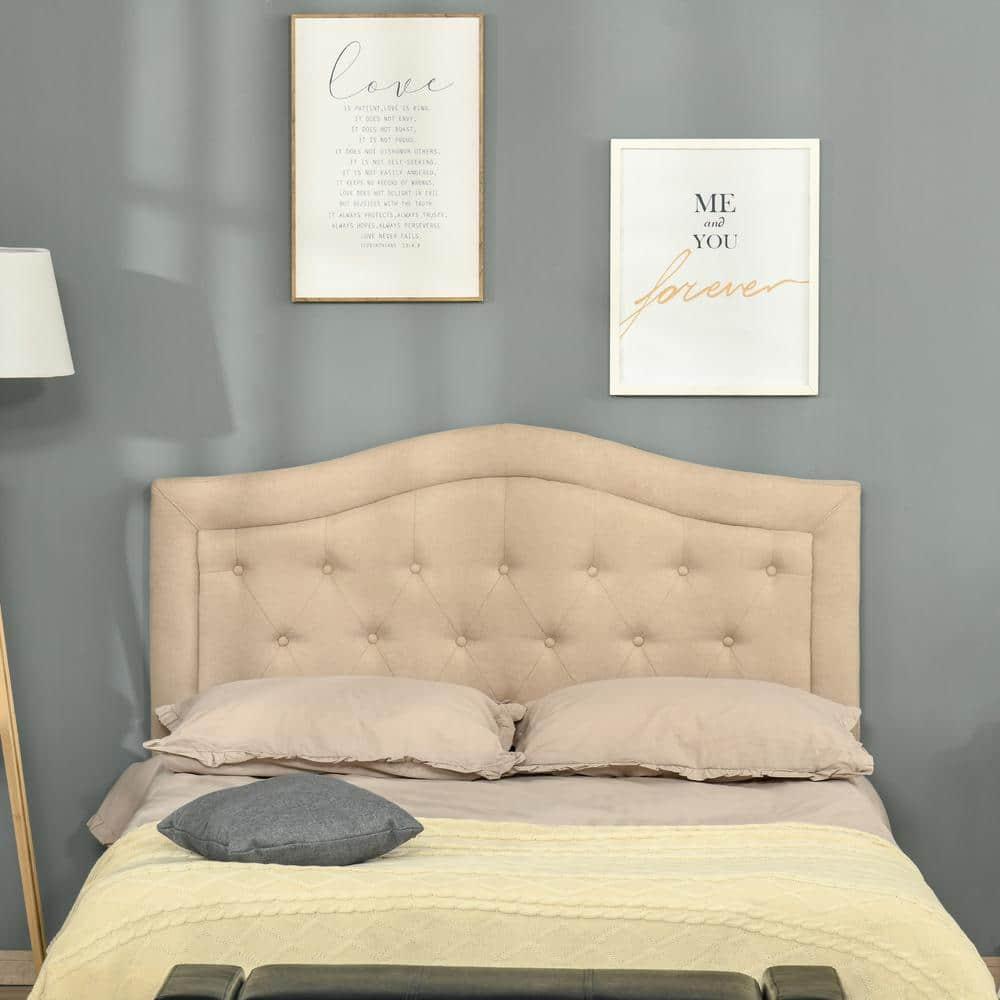 HOMCOM Upholstered Headboard, Button Tufted Bedhead Board, Home Bedroom Decoration for Full-Sized Beds, Beige
