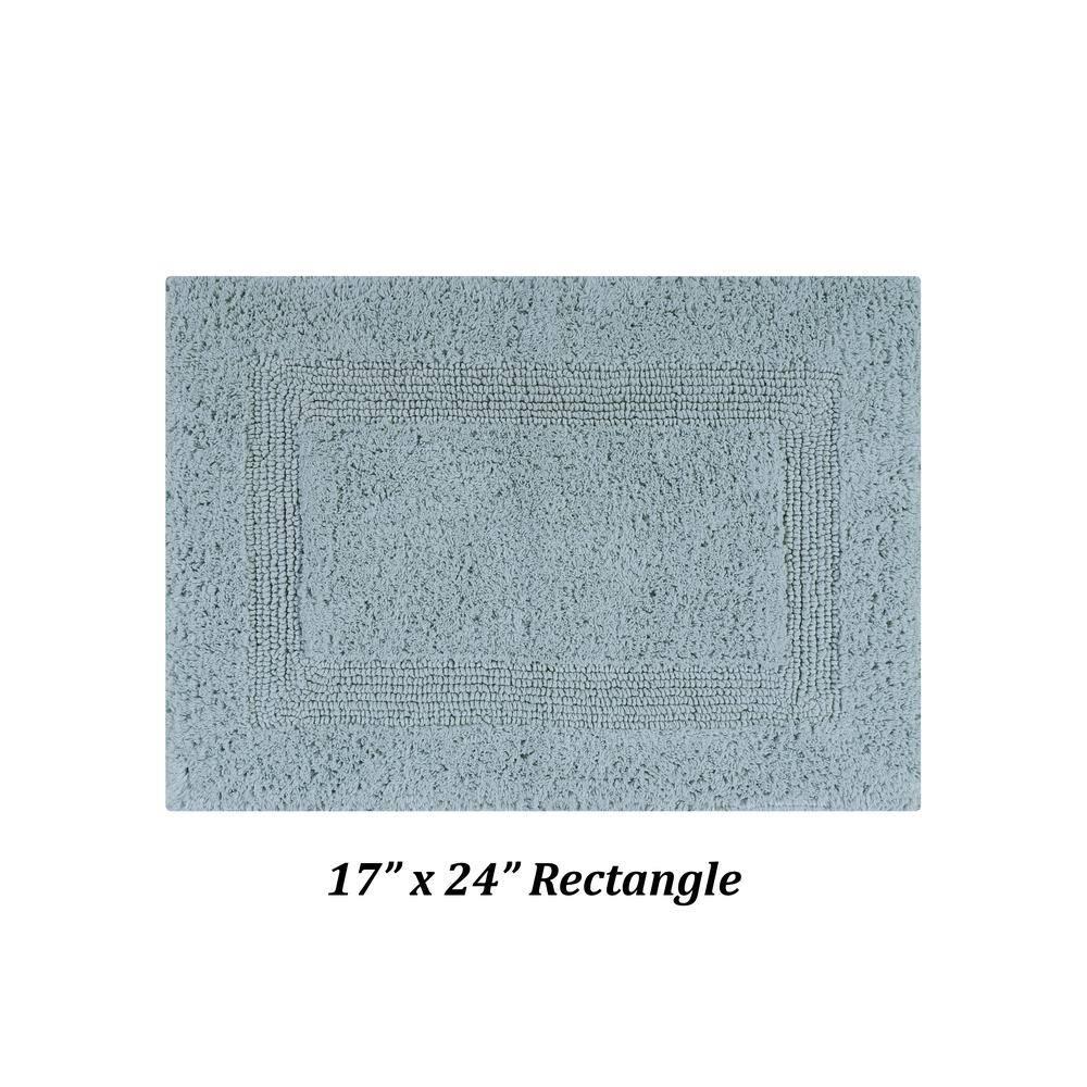 Better Trends Lux 100% Cotton Tufted Solid Reversible Bath Rug Set 2 PC (17" x 24" | 21" x 34") - Blue