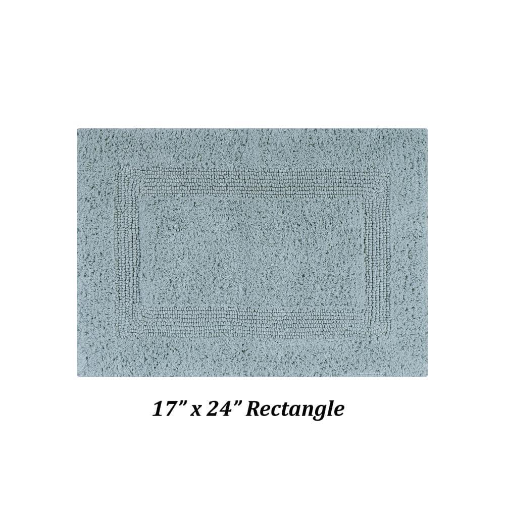 Better Trends Premium 4 Piece Bathroom Rug Set 100% Cotton, Extra Soft Tufted Bath Mat, Water Absorbent & Reversible Mat, Blue Lux Collection 
