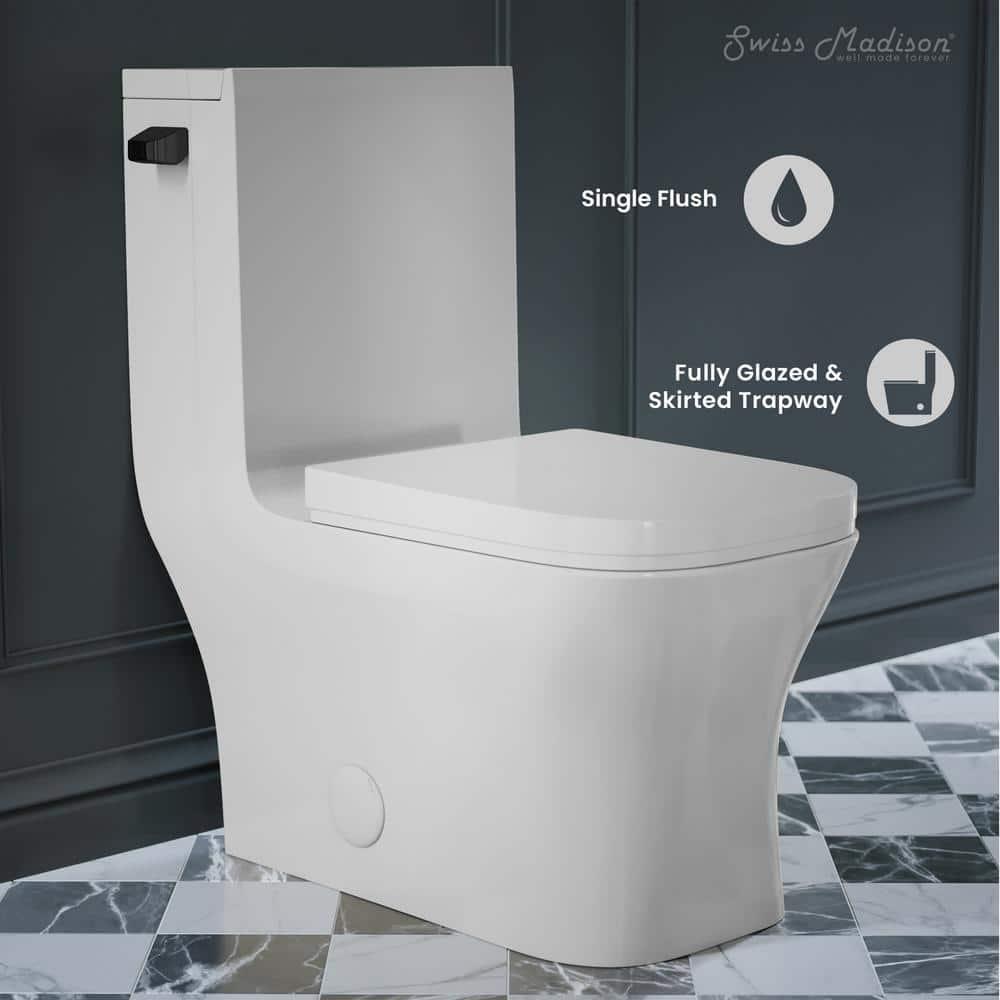 Concorde One-Piece Square Toilet Side Flush, Black Hardware 1.28 gpf