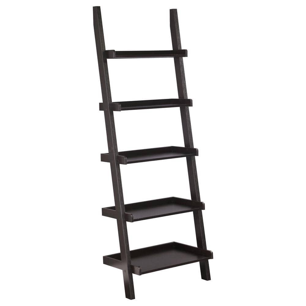 Coaster Colella 5-Shelf Transitional Wood Ladder Bookcase in Cappuccino