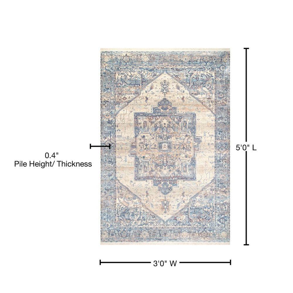 Nuloom Harriet Oriental/Persian 3x5 Accent Indoor Area Rug for Living Room Bedroom Dining Room Entryway Kitchen, Light Blue/Multicolor