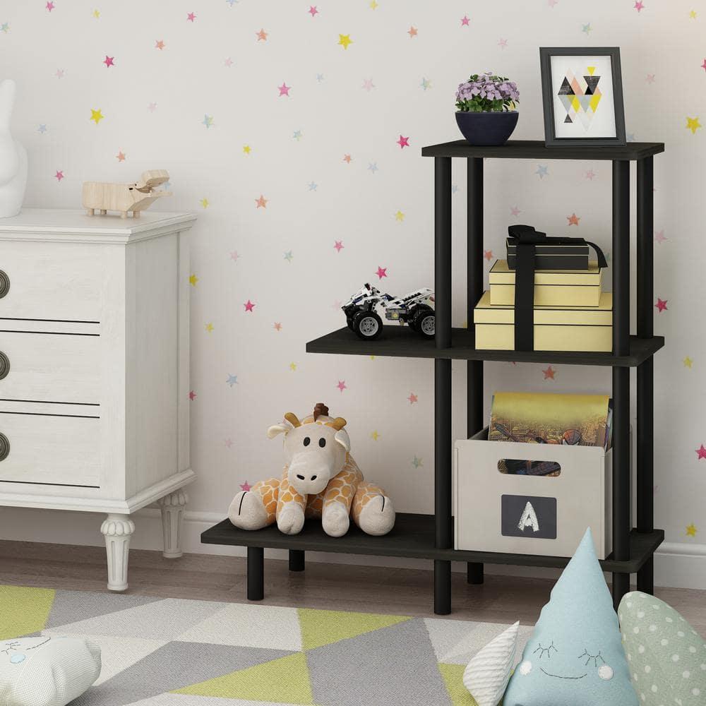 18127EX-BK Turn-N-Tube 3-Tier Sofa Side Table, Espresso & Black - 31.5 x 25.63 x 11.61 in.