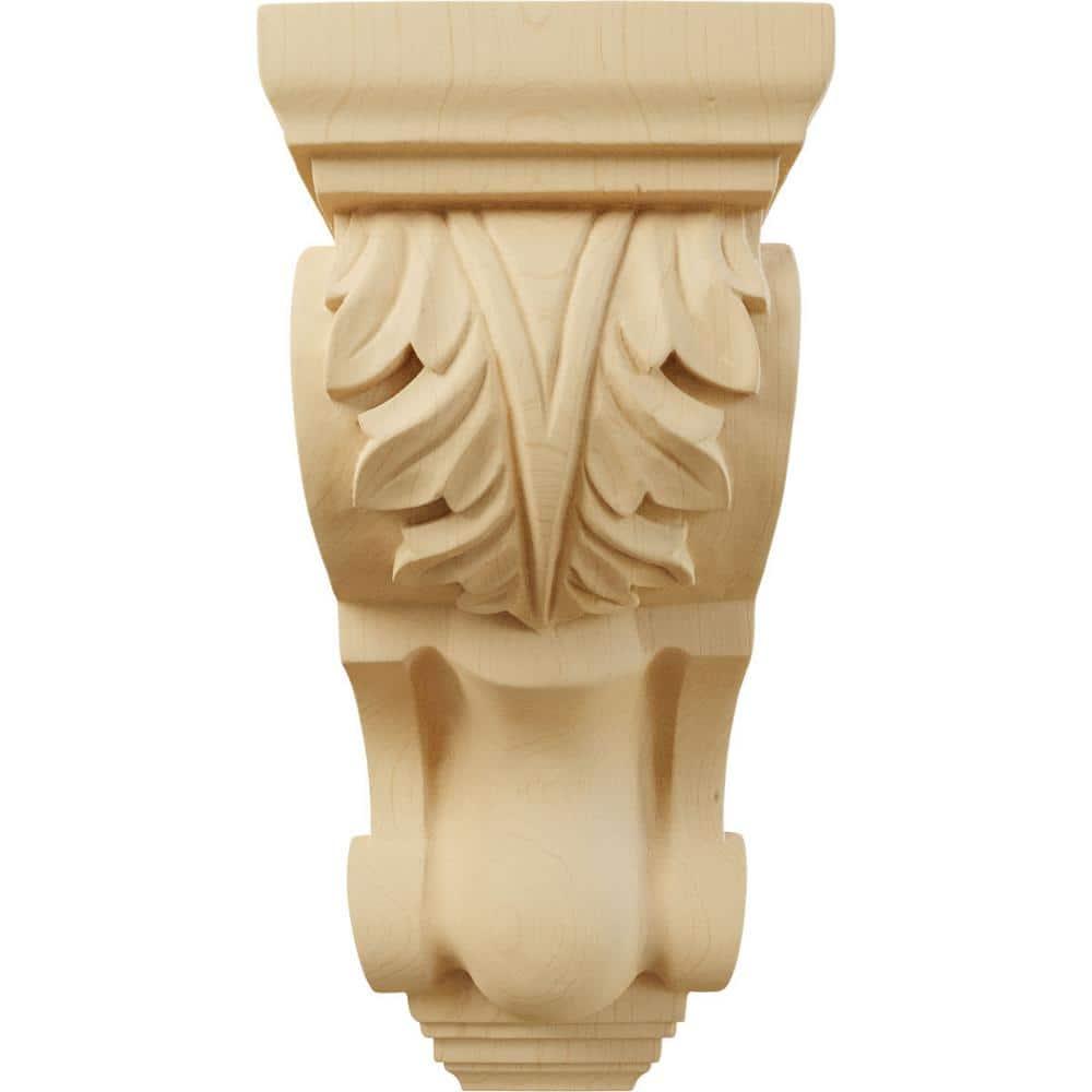 Ekena Millwork 4 1/2"W x 5"D x 10"H Medium Traditional Acanthus Corbel, Alder