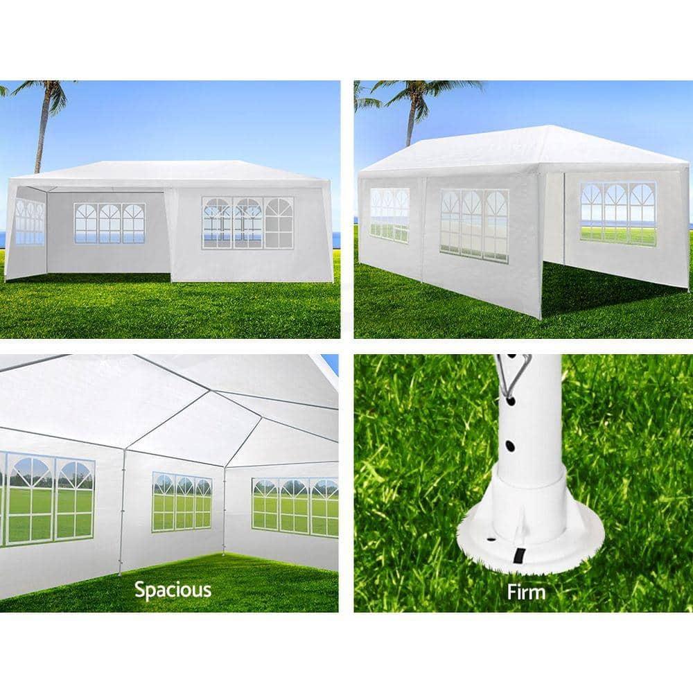 ZENSTYLE Gazebo Party Outdoor Tent in White,10 x 20' with 6 Side Walls Wedding Canopy Cater Events