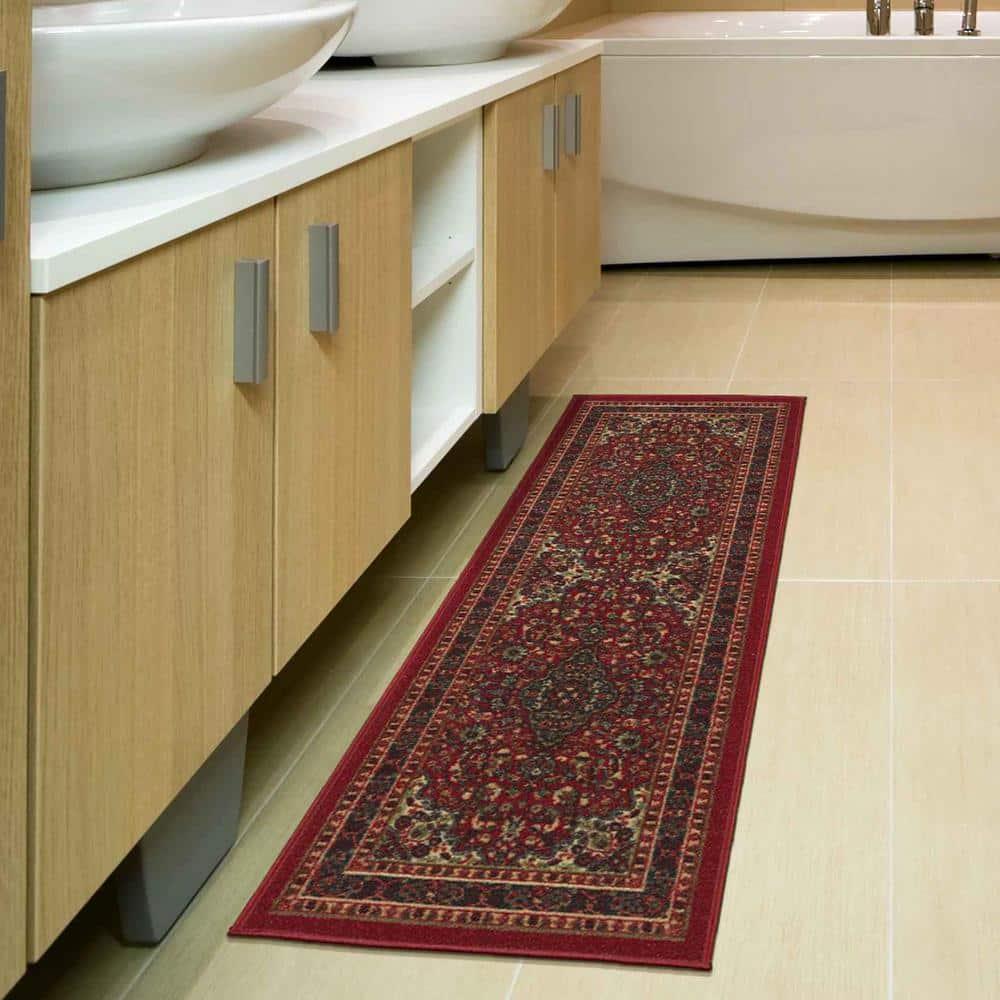 Ottohome Non-Slip Medallion Area Rug For Living Room, Hallway Runner, Entryway Rug, Seafoam Green