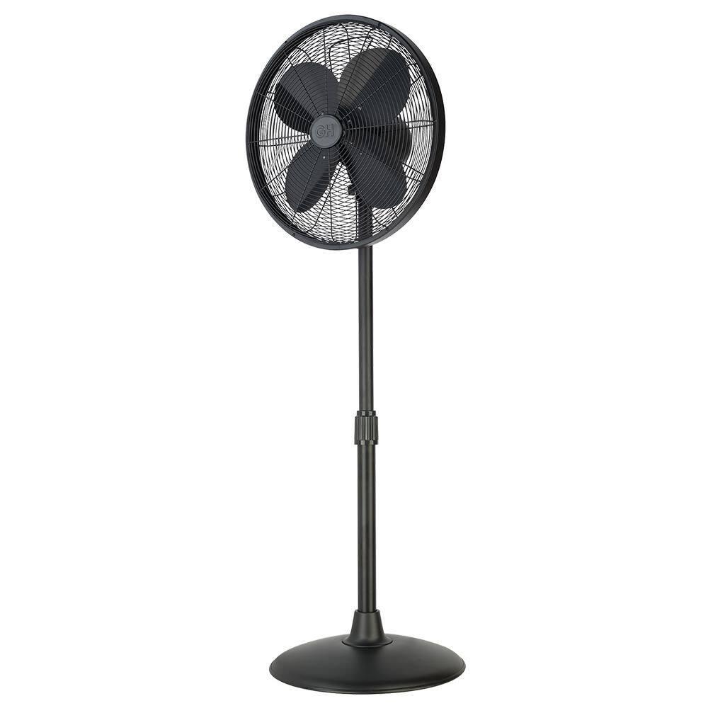 Good Housekeeping All-Metal 3-Speed 16" Oscillating Conference Room Pedestal Fan with Telescopic Height Adjustment (Multiple Finishes Available)