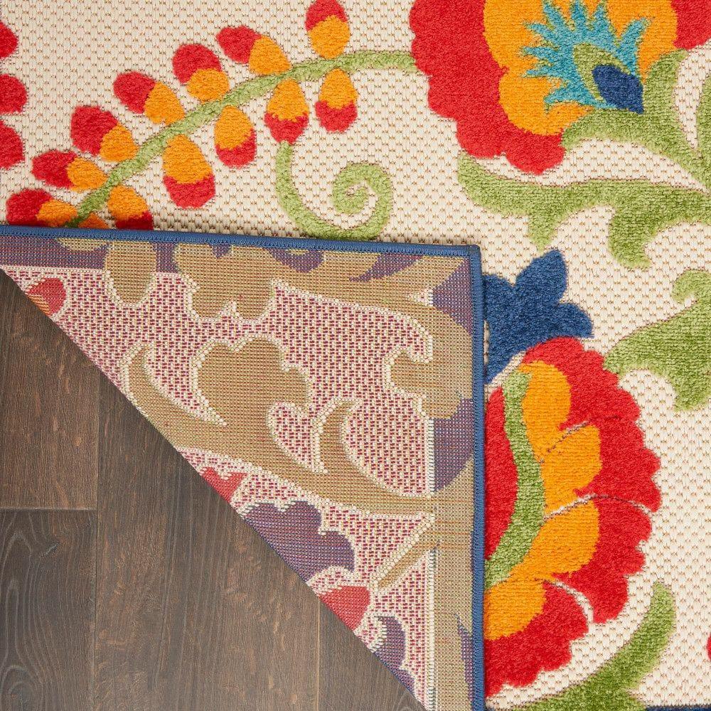 Nourison Aloha Floral Textured Flatweave High-Low Indoor Outdoor Runner Rug Multicolor 2' x 6'