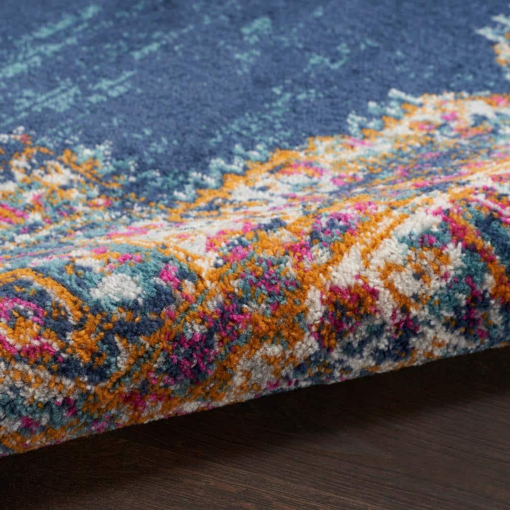 Nourison Passion Medallion Bohemian Indoor Rug Navy 5'3" x 7'3"