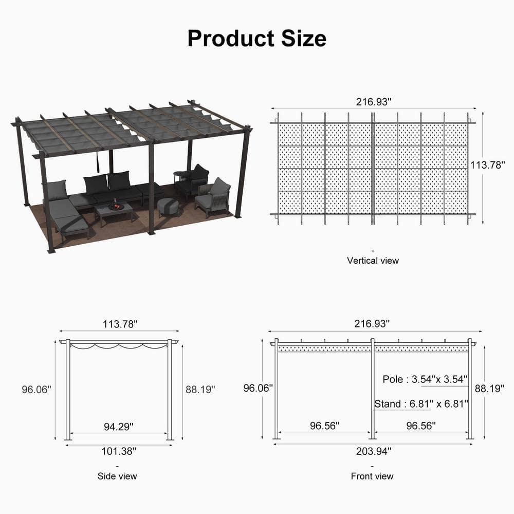 Purple Leaf Aluminum Pergola with Canopy