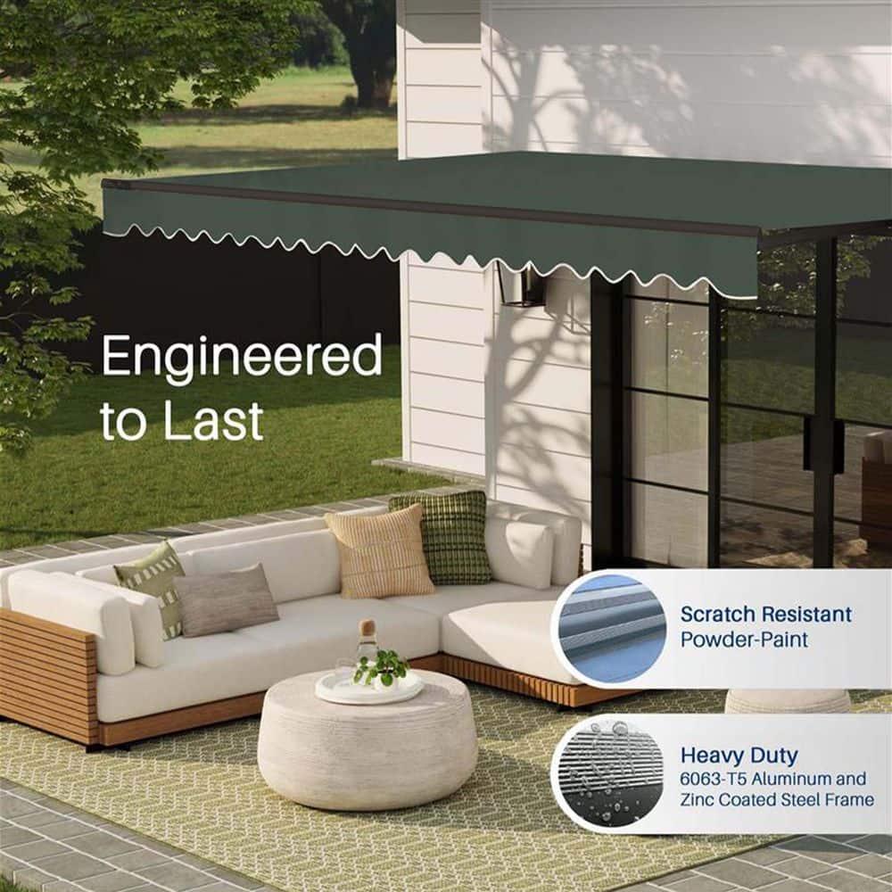 ALEKO Retractable Home Patio Awning | Deck Canopy |UV Protection Sunshade | Manual Black Frame | Upgraded 2024