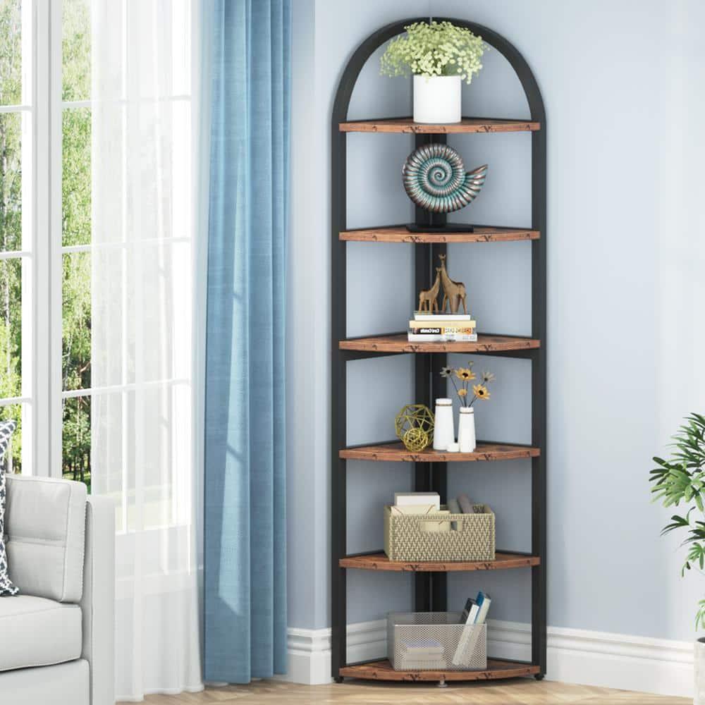Hommoo 6-Tier Corner Shelf, 71 inch Tall Corner Bookshelf for Small Space