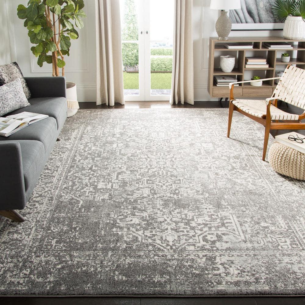 SAFAVIEH Evoke Trena Traditional Distressed Area Rug, Grey/Ivory, 9' x 12'