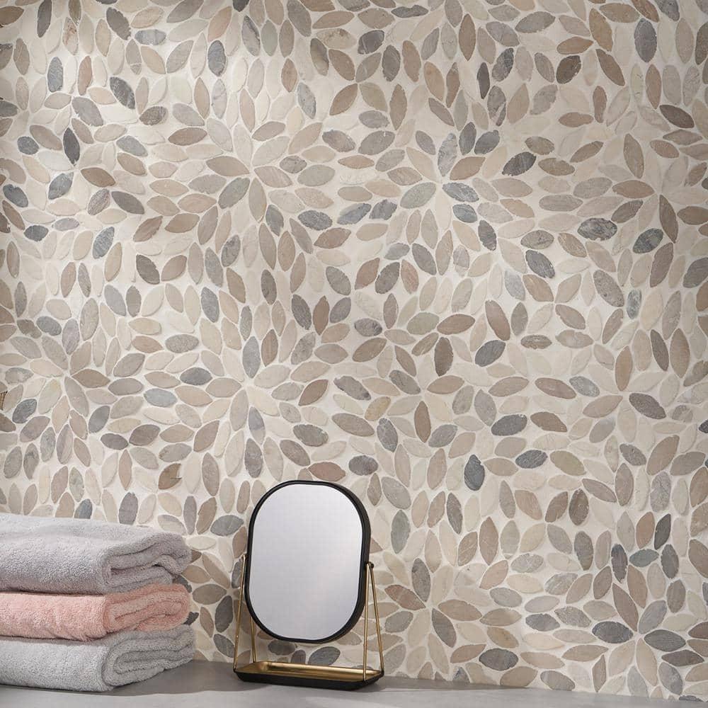Picturesque Flower 11.81 in. x 11.81 in. Natural Stone Floor and Wall Mosaic Tile (0.97 Sq. Ft. / Each)