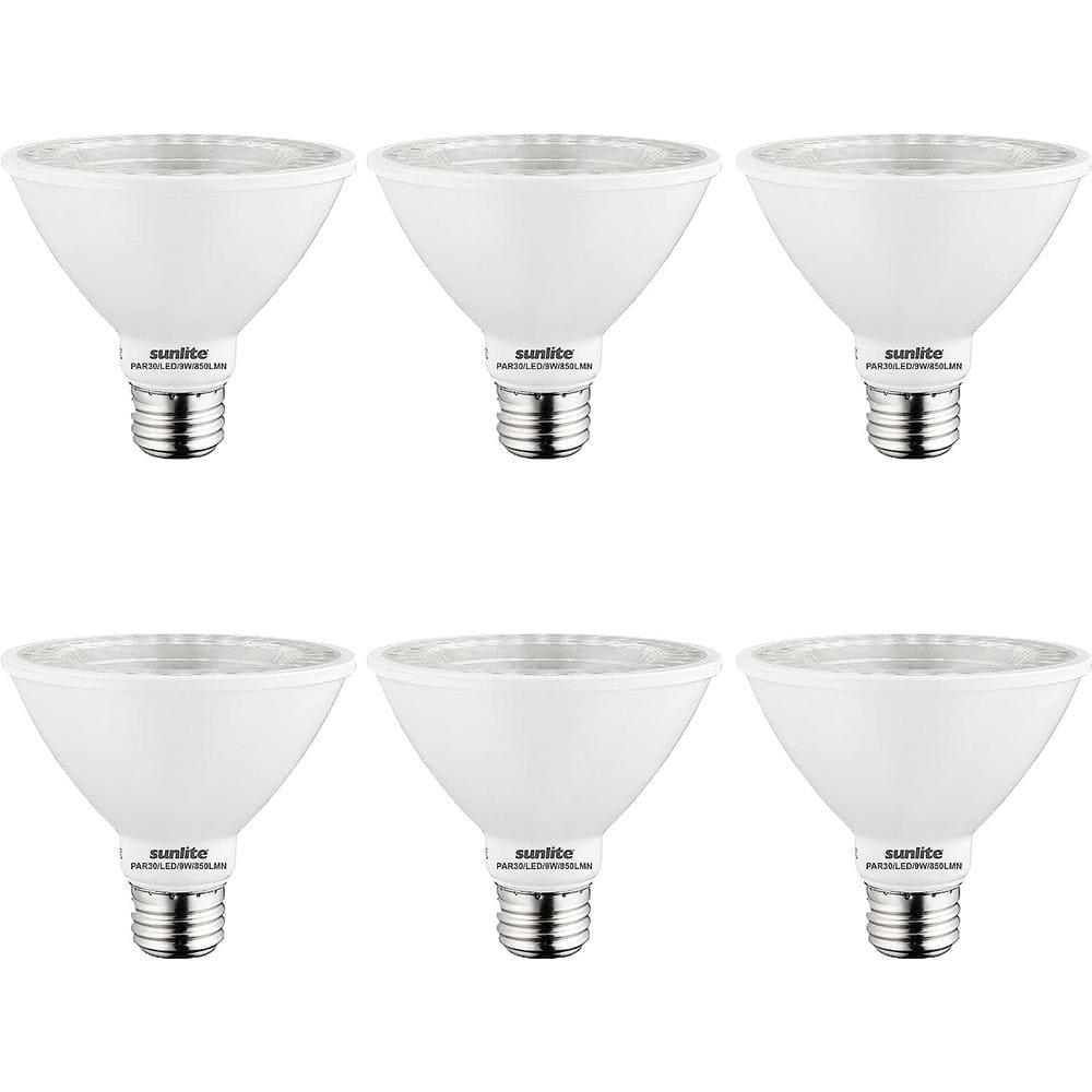 Sunlite LED PAR30 Short Neck Flood Light Bulb, 9 Watts, (75W Equivalent), 850 Lumens, Medium Screw (E26) Base, Dimmable, ETL Listed, 3000K Warm White, 6 Pack