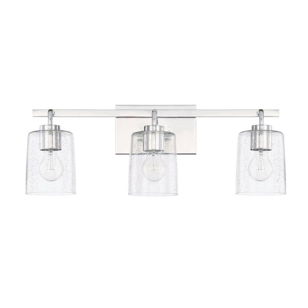 Greyson Chrome 3-Light Vanity with Clear Seeded Glass Shades