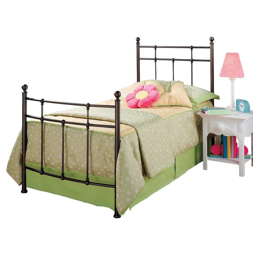 Hillsdale Furniture Providence Metal Twin Bed with Spindle and Casting Design, Antique Bronze