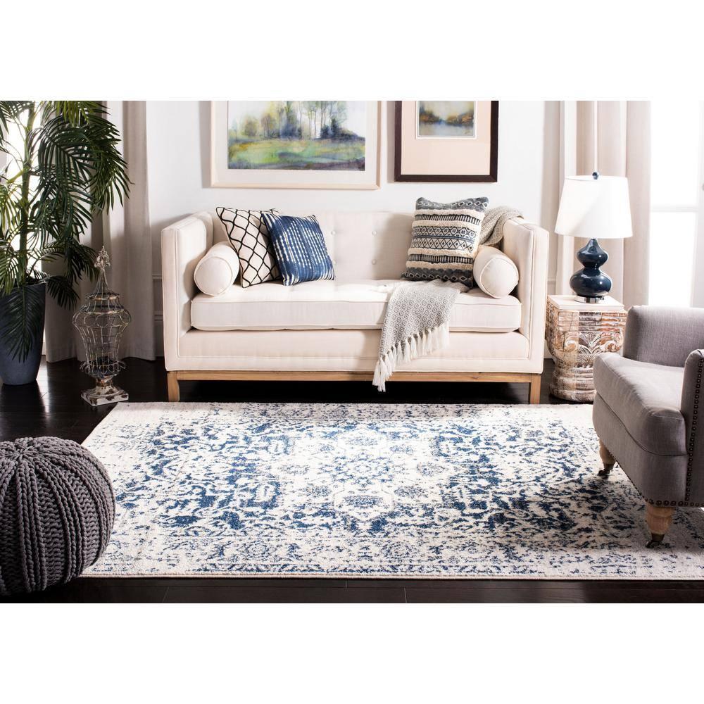 Madison MAD603 Power Loomed Indoor Area Rug - Cream/Navy - 4'x6' - Safavieh