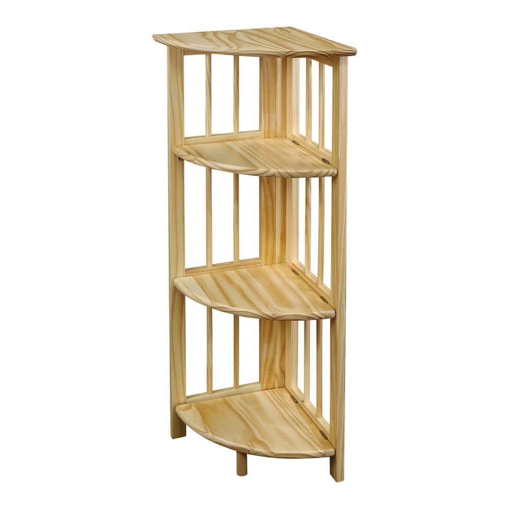 Casual Home 4-Shelf Corner Folding Bookcase-Color:Natural