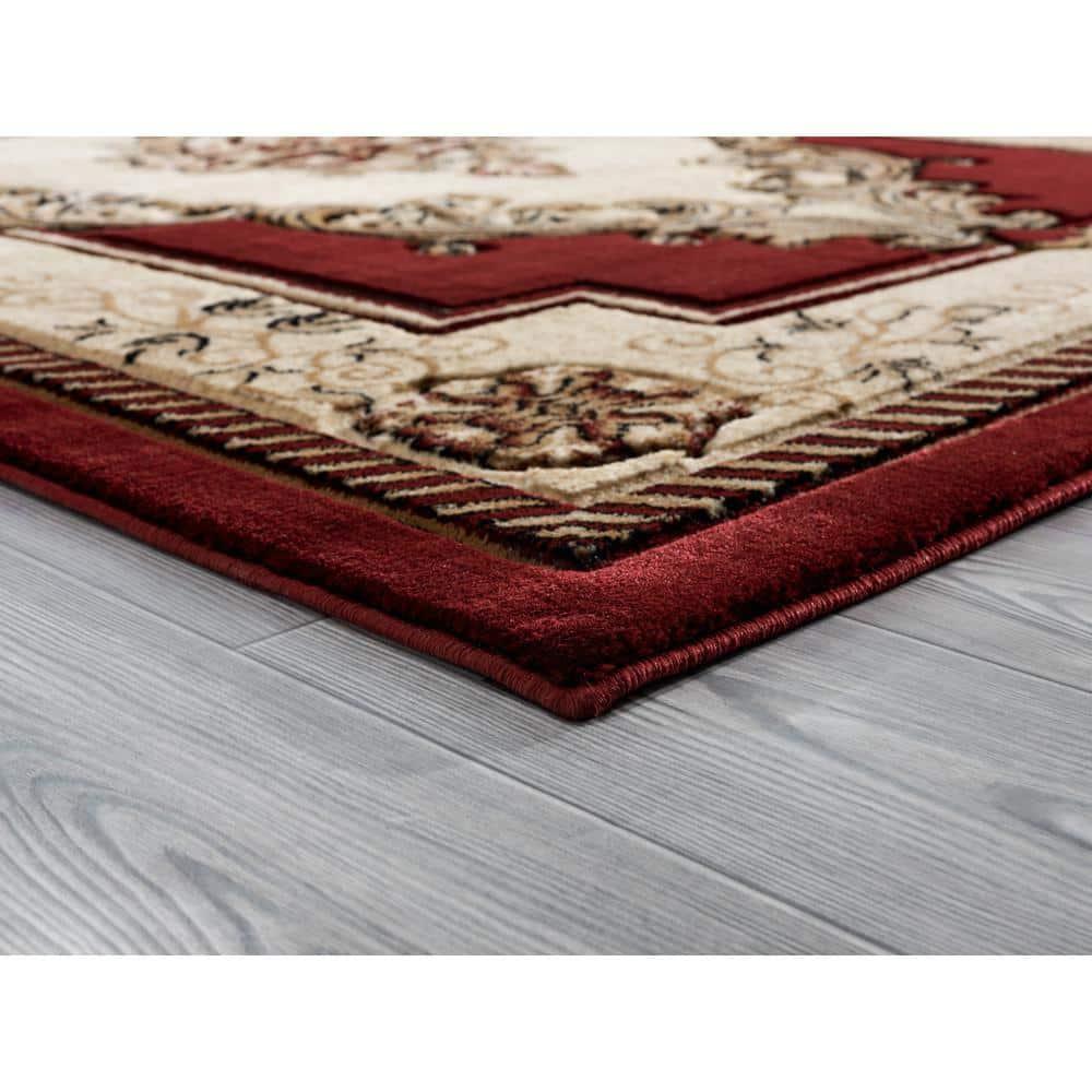 Designer Home Swan Area Rug 2050 10534 Fallon Burgundy Medallion Curls 1' 10" x 2' 8" Rectangle