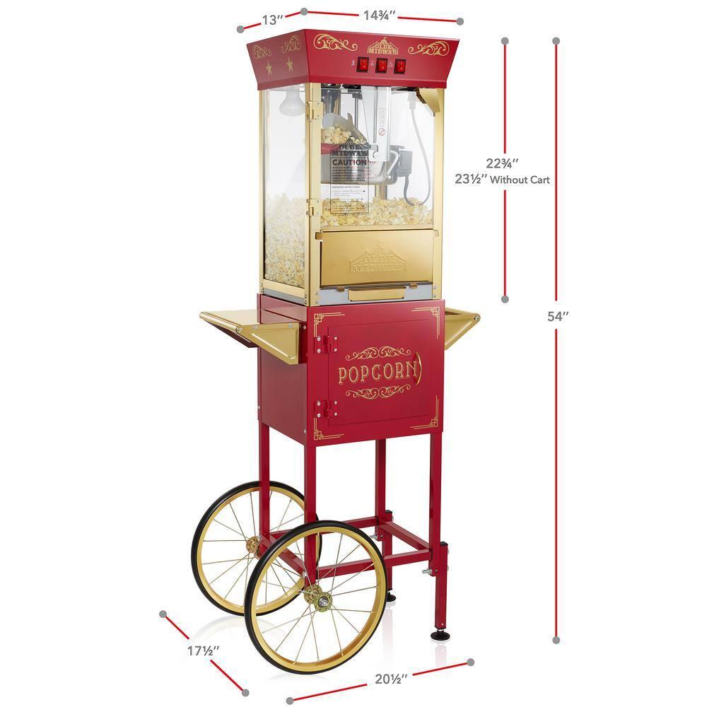 Olde Midway Movie Theater-Style Popcorn Machine Popper with Cart and 10 oz Kettle, Cream