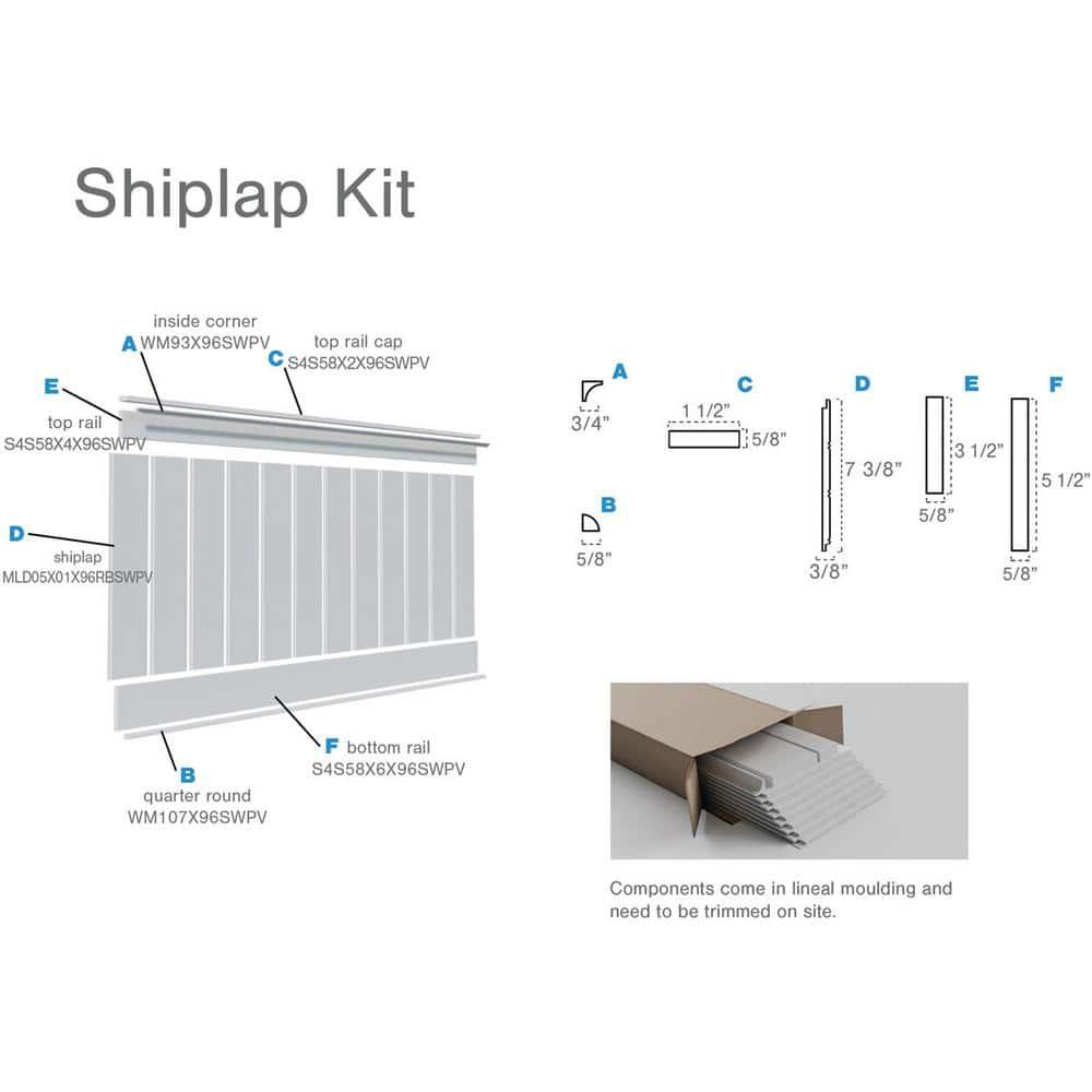 Deluxe Shiplap with a Nickel Gap 8' Length PVC Wainscoting Kit