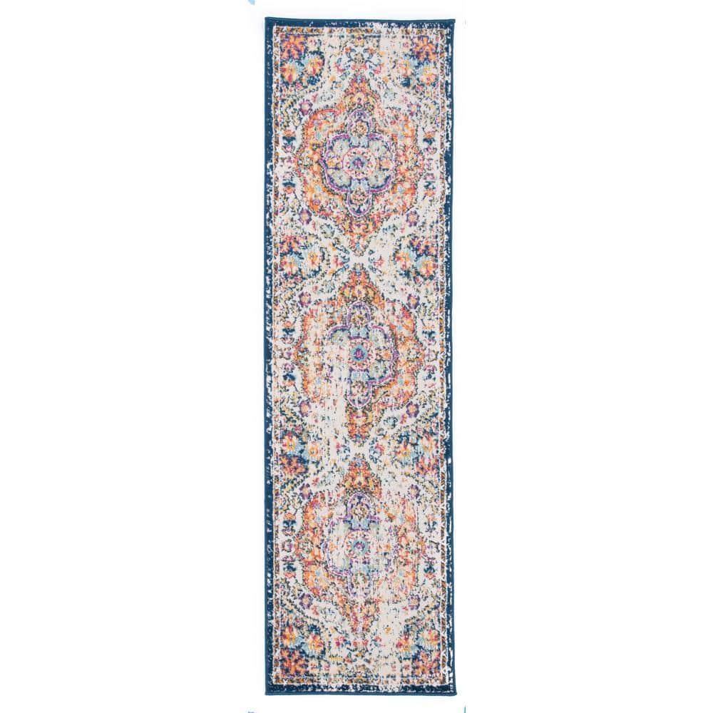 World Rug Gallery Distressed Vintage Bohemian Area Rug - Multicolored 2'7"x10'