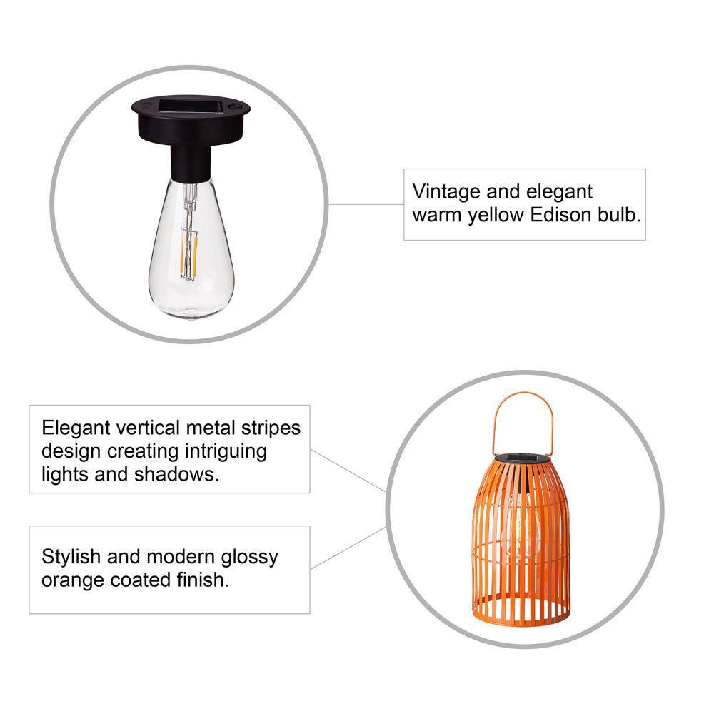 9.75" Metal Woven Solar Powered  Outdoor Hanging Lantern