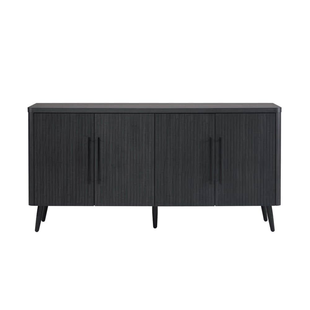 Manhattan Comfort Jodie 65" Mid-Century Modern Sideboard with 8 Adjustable Shelves in Charcoal Gray