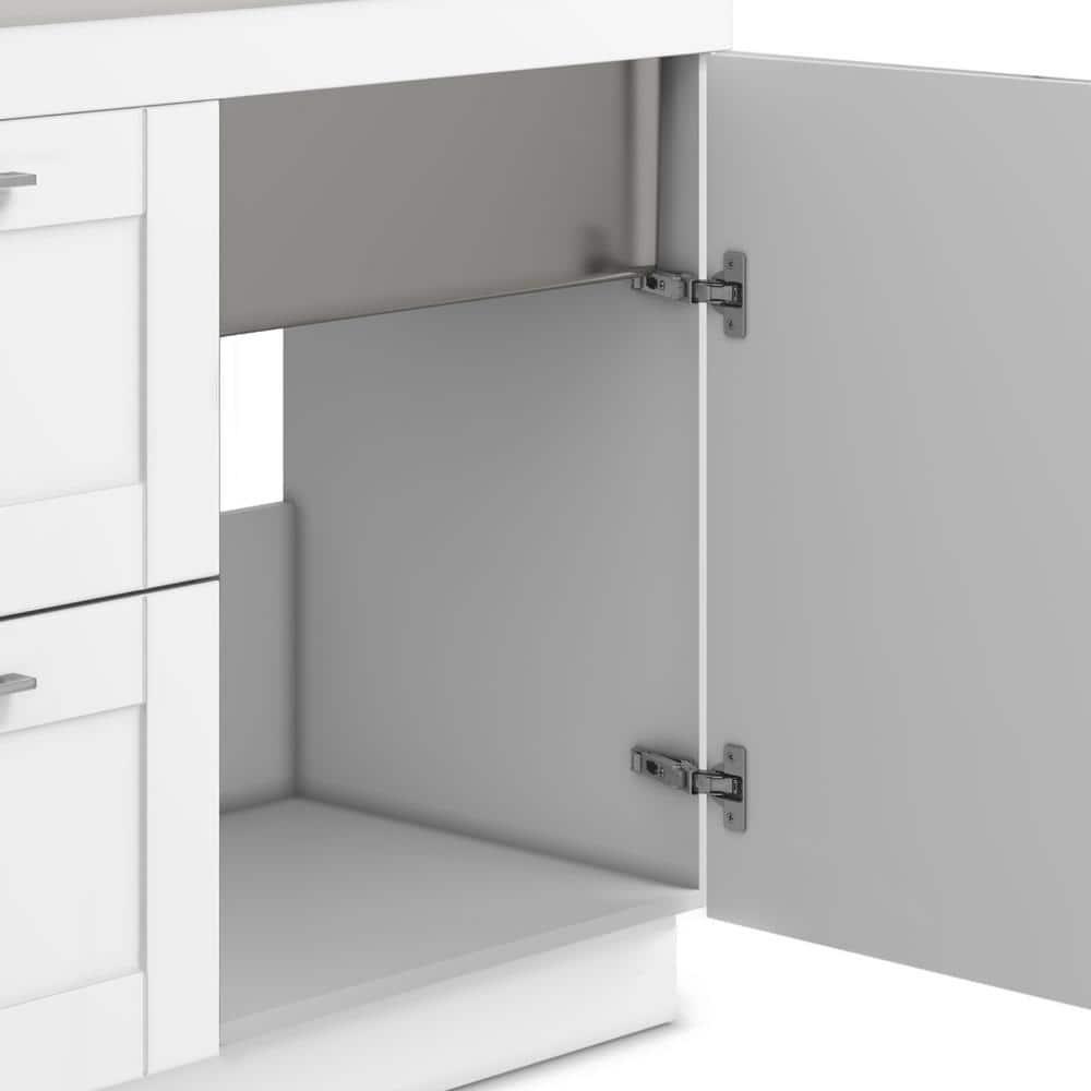 Modern Wide Shaker 46"W Utility Sink & Laundry Cabinet with High-Arc Facet and Stainless Steel Sink, White