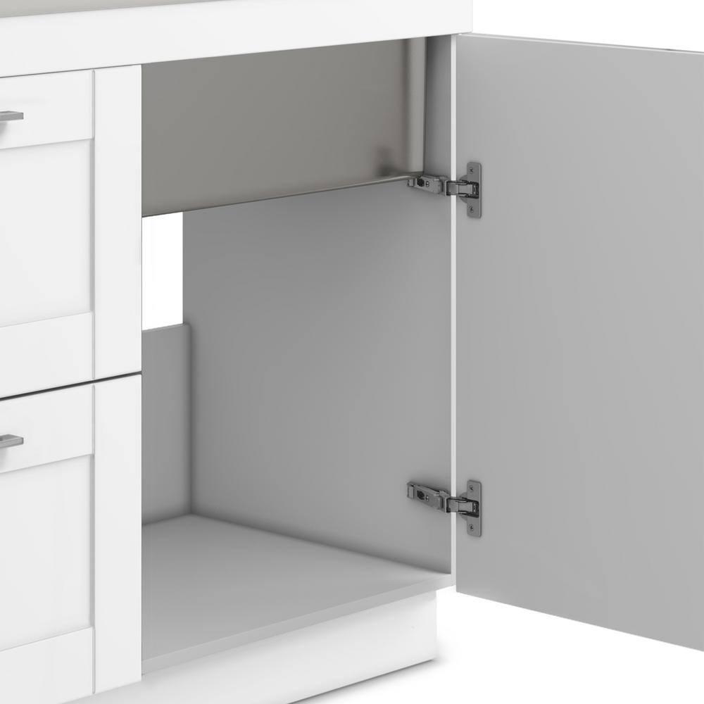 Modern Wide Shaker 46"W Utility Sink & Laundry Cabinet with High-Arc Facet and Stainless Steel Sink, White