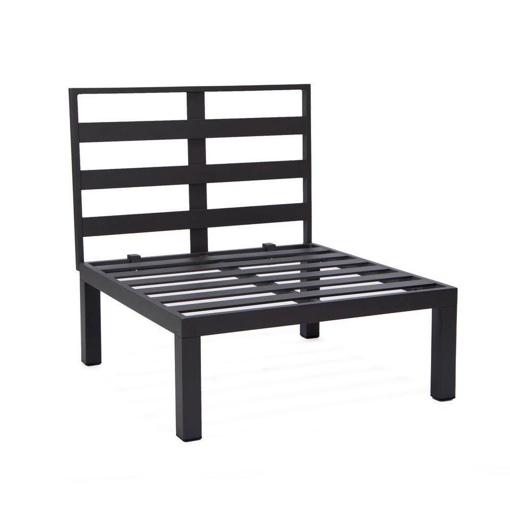 LeisureMod Hamilton Modern 6-Peice Modular Outdoor Sectional Aluminum Patio Conversation Set with Beige Cushions
