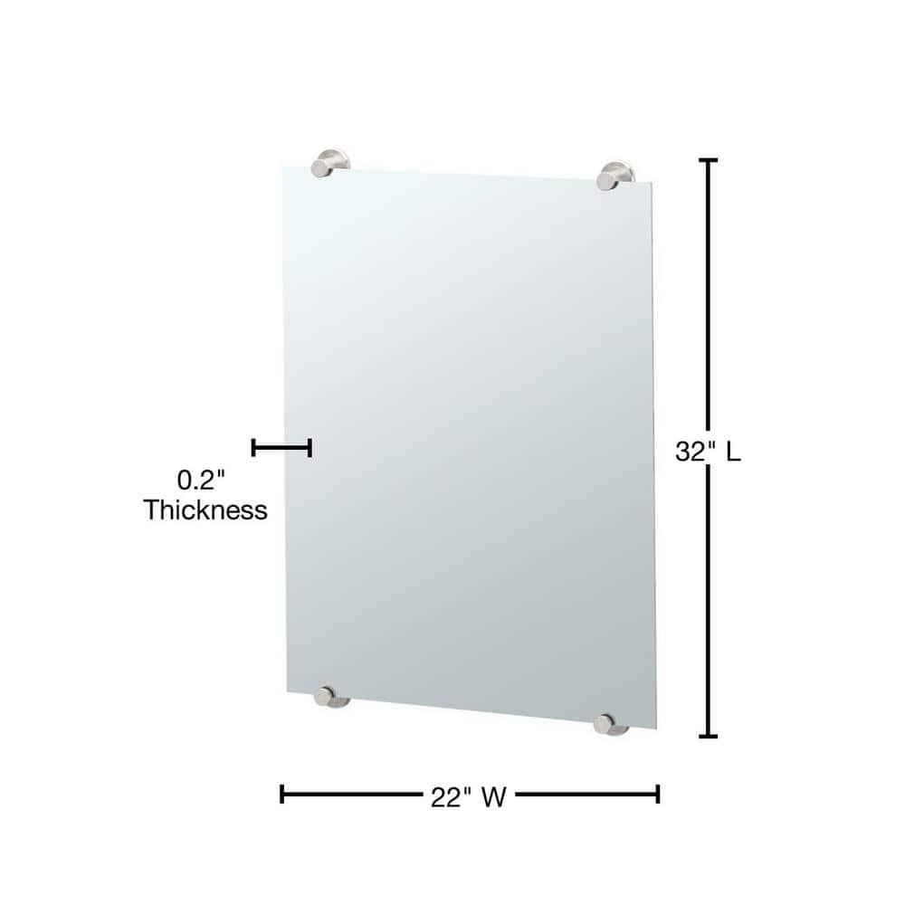 Latitude Wall Mount Frameless Rectangle Bathroom Vanity Mirror | Mount Landscape or Portrait