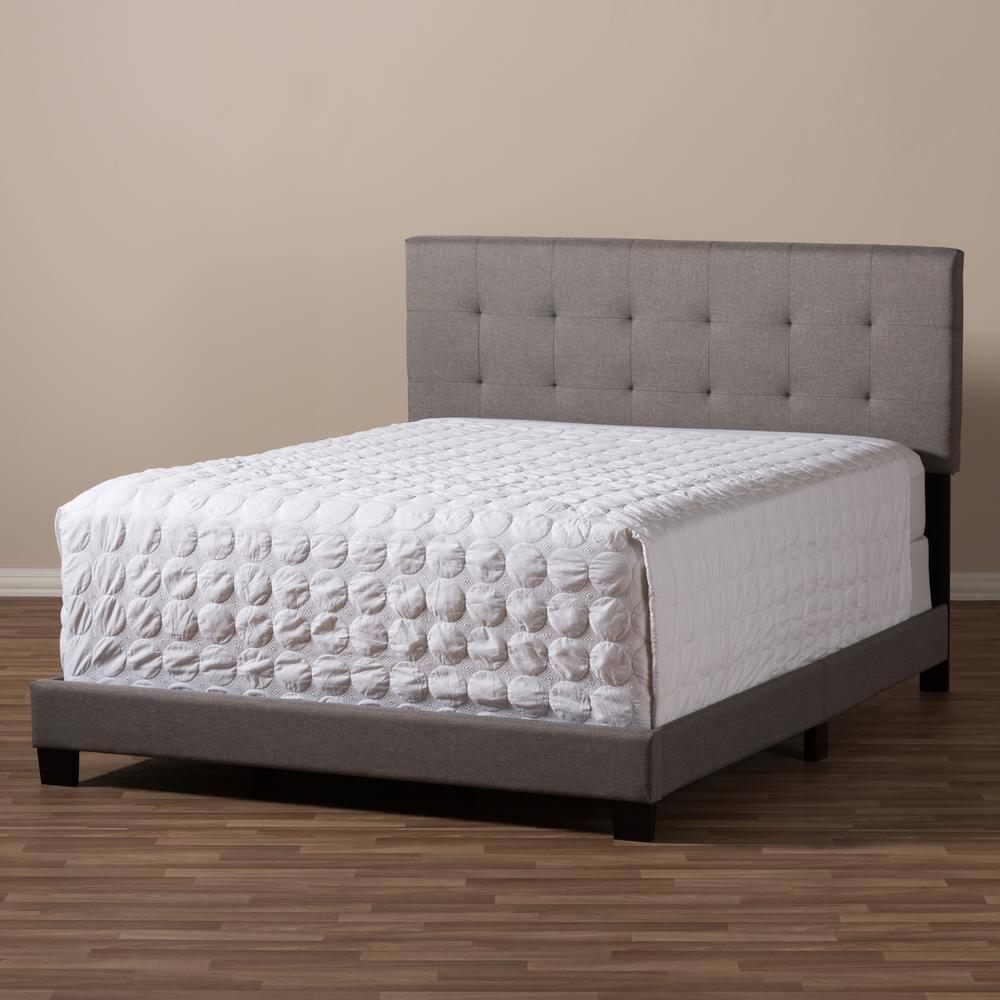 Full Brookfield Modern and Contemporary Fabric Upholstered Grid Tufting Bed Gray - Baxton Studio: MDF Panel Design, Spot Clean