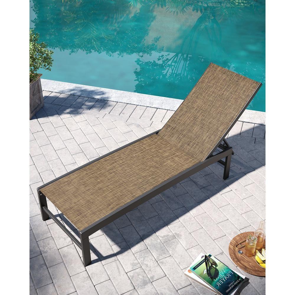 Pellebant  Outdoor Aluminum Patio Chaise Lounge Chair Adjustable - N/A Gray&Brown