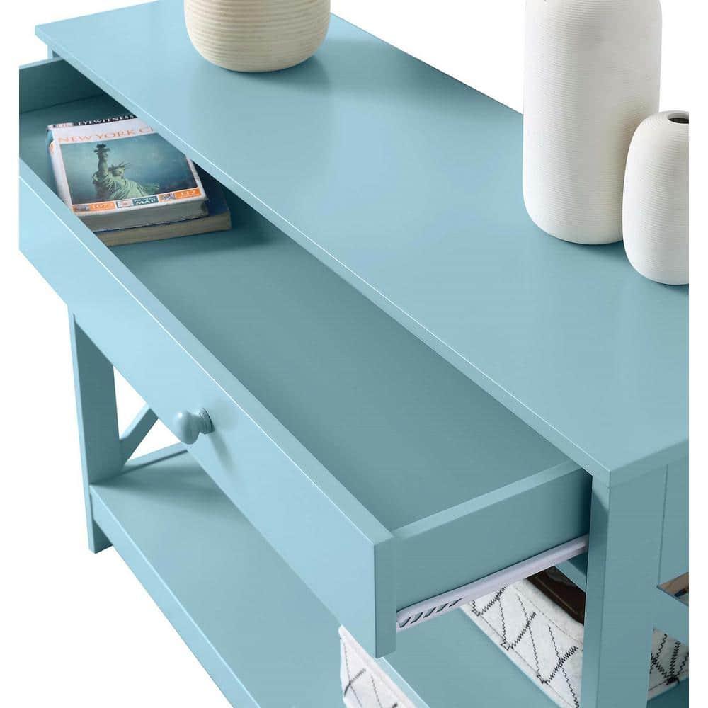 Convenience Concepts Oxford 1 Drawer Console Table with Shelves, Sea Foam Blue