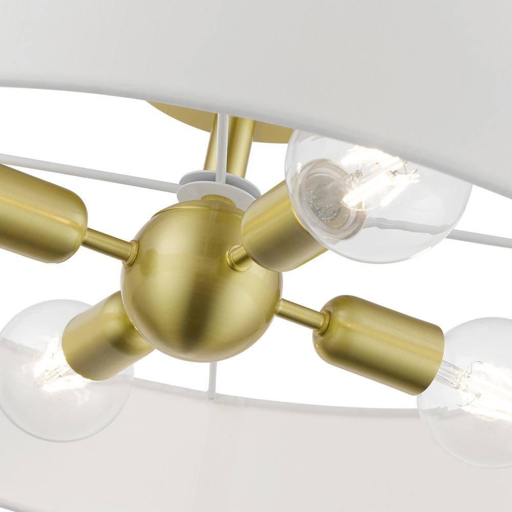 Livex Lighting Venlo 4 - Light Semi-Flush Mount in  Satin Brass/Shiny White