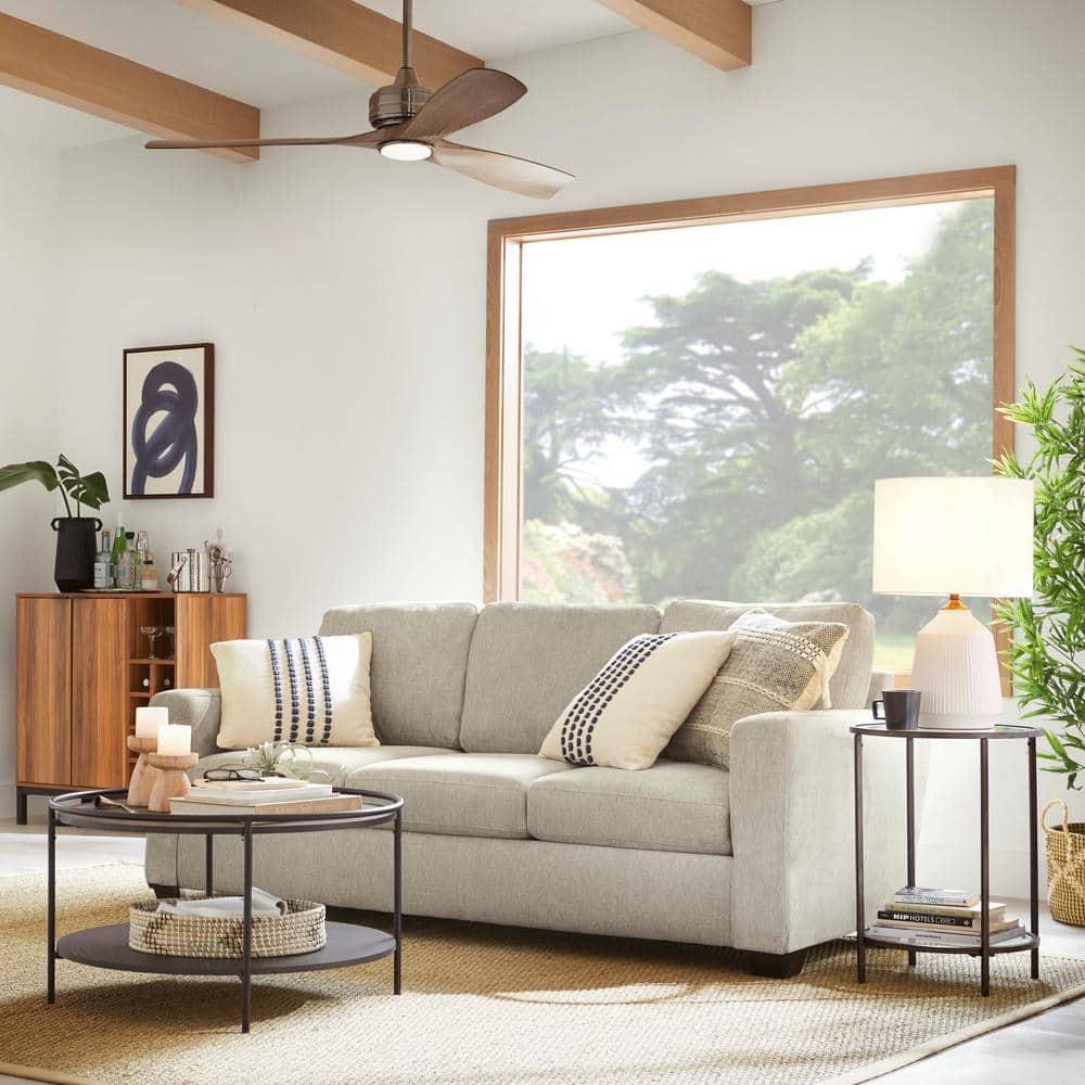 Nathan James Paloma Round Coffee Tea or Cocktail with Raised Tray Top Edge Tables, 2-Tier Minimalist Style Living Room, Dark Oak/Matte Black