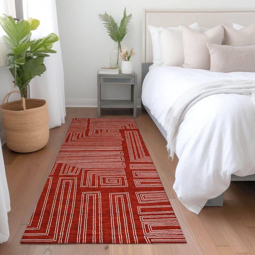 Machine Washable Indoor/Outdoor Chayden ACN1045 Red Rug