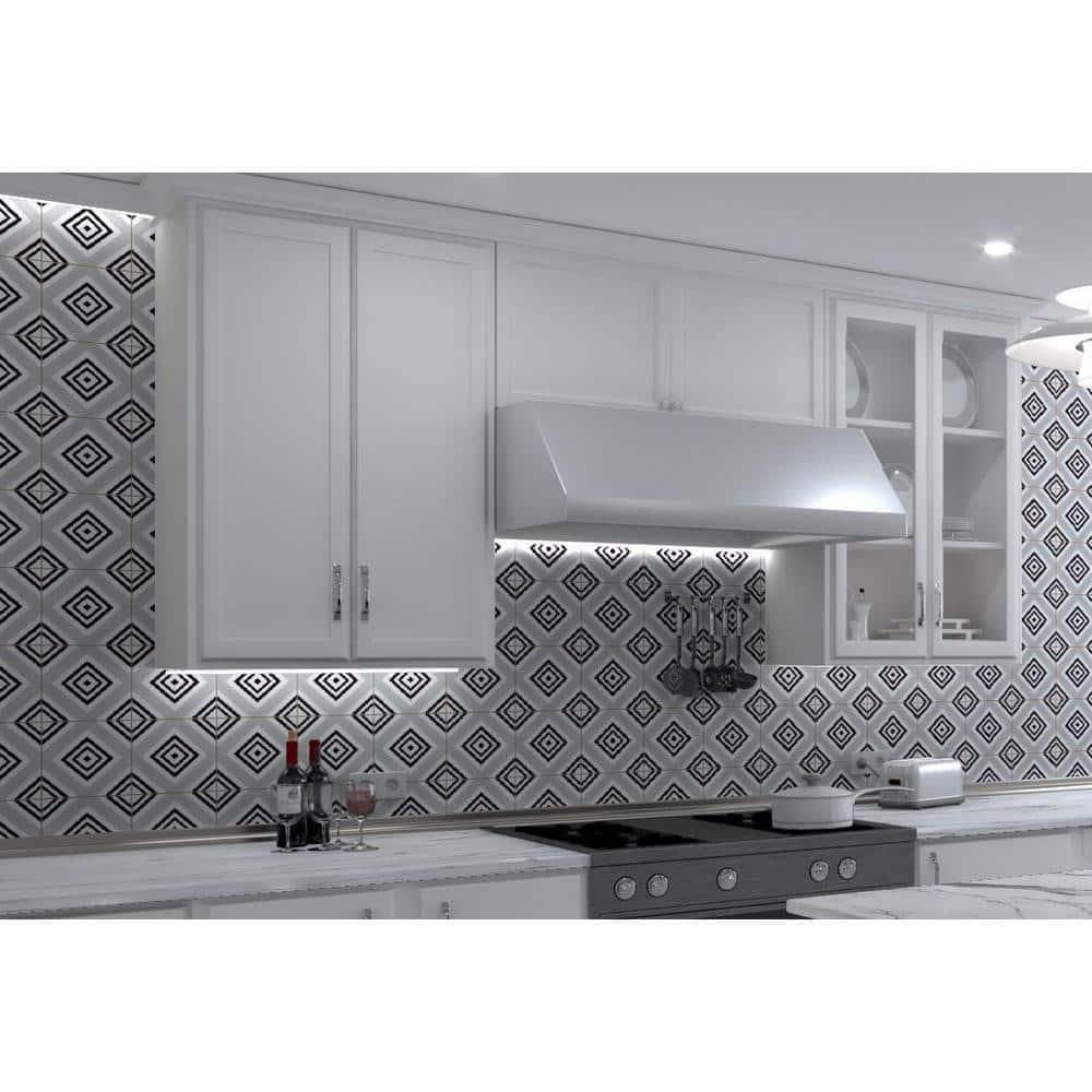 Bliss 8-in. Encaustic Spanish/Moroccan Patterned Matte Porcelain Wall & Floor Tile