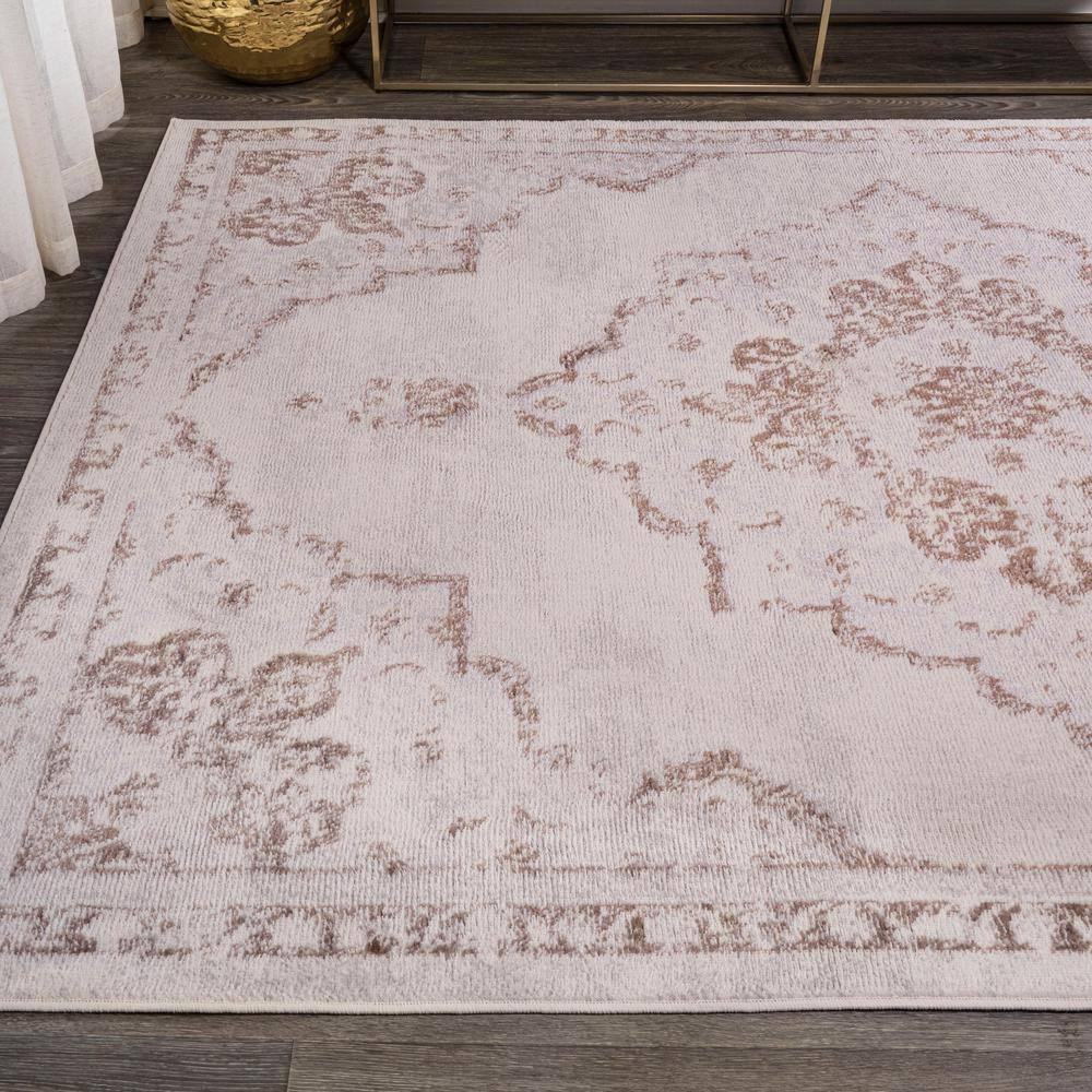 8'x10' Alhambra Ornate Medallion Modern Area Rug, Cream/Red - JONATHAN Y
